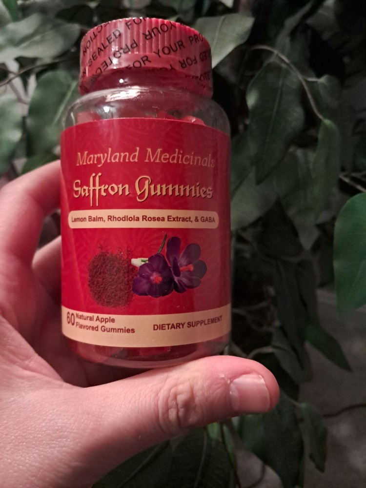 Maryland Medicinals Saffron Gummies with Lemon Balm Rhodiola and GABA for Stress Relief