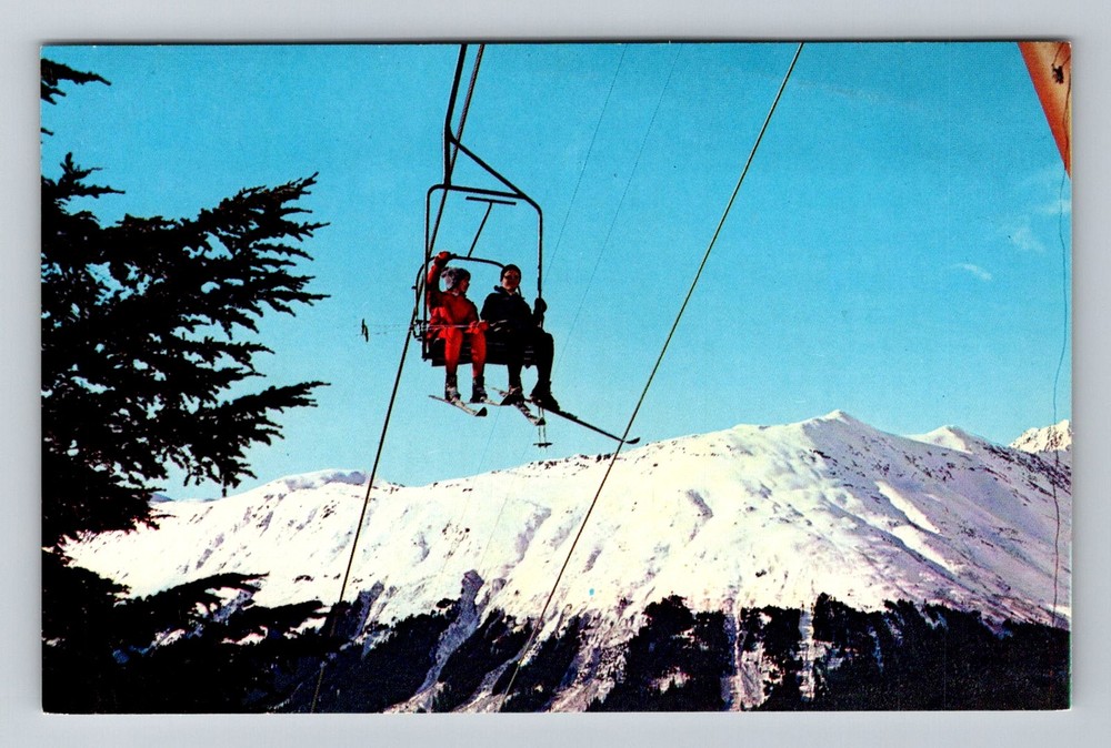 Girdwood, AK-Alaska, Mt Alyeska Ski Lift Chugach Mountains Vintage Postcard