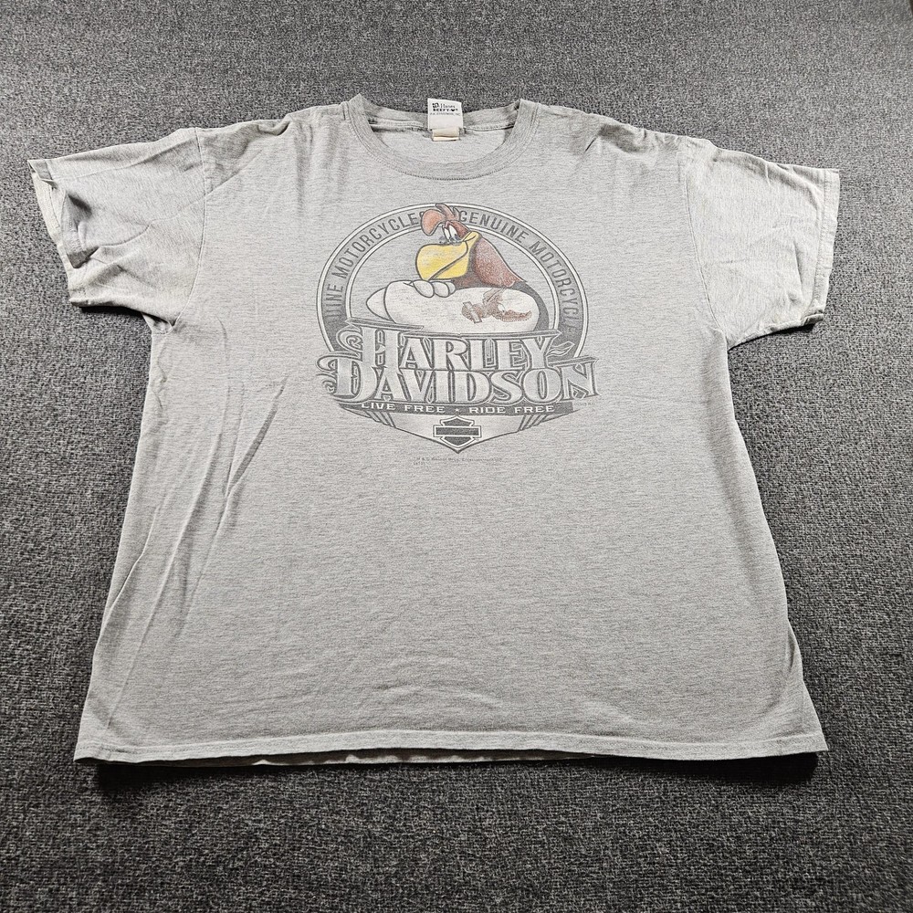 Harley-Davidson Shirt Mens XL Gray Looney Tunes Foghorn Taz Graphic Tee Biker