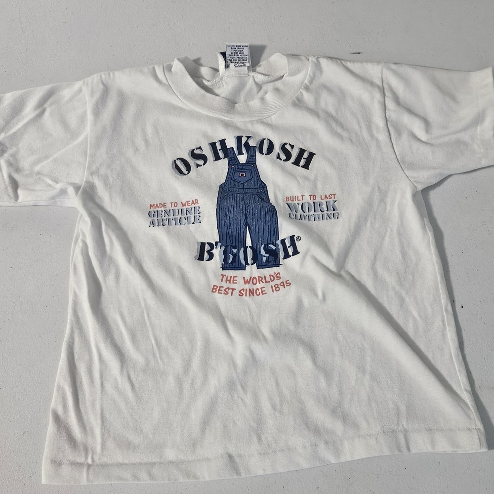 Vintage Oshkosh B'Gosh Retro Toddler Overalls Graphic T-Shirt 5t RARE USA MADE