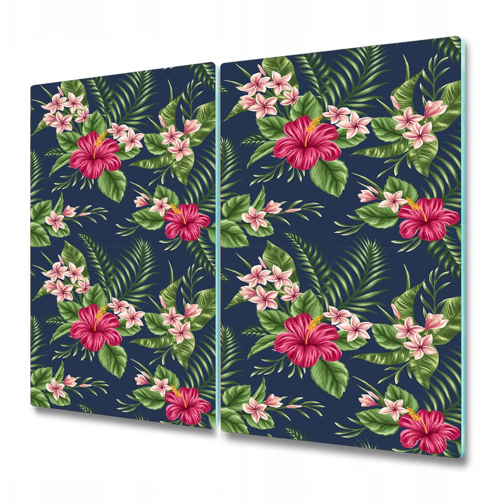 Glass Worktop Saver with Jungle Parrot and Tropical Green Leaf Print, Dimensions 2x30x52, Durable and Stylish Kitchen Protector