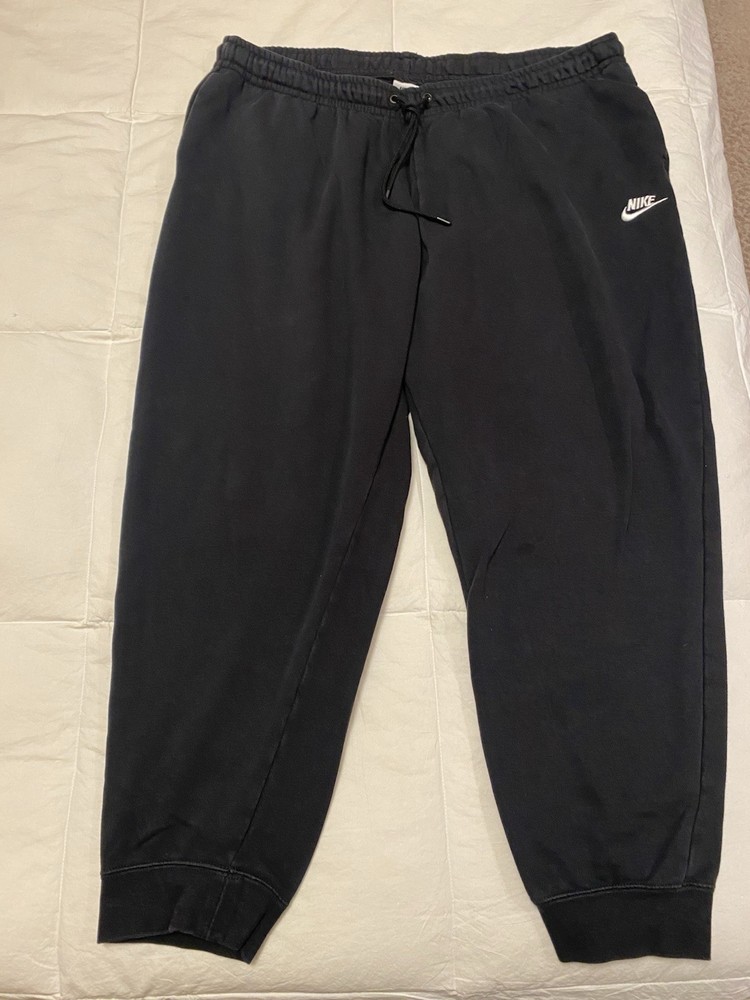 Nike Men's 2XL Black Fleece Jogger Sweatpants Drawstring Activewear Pants