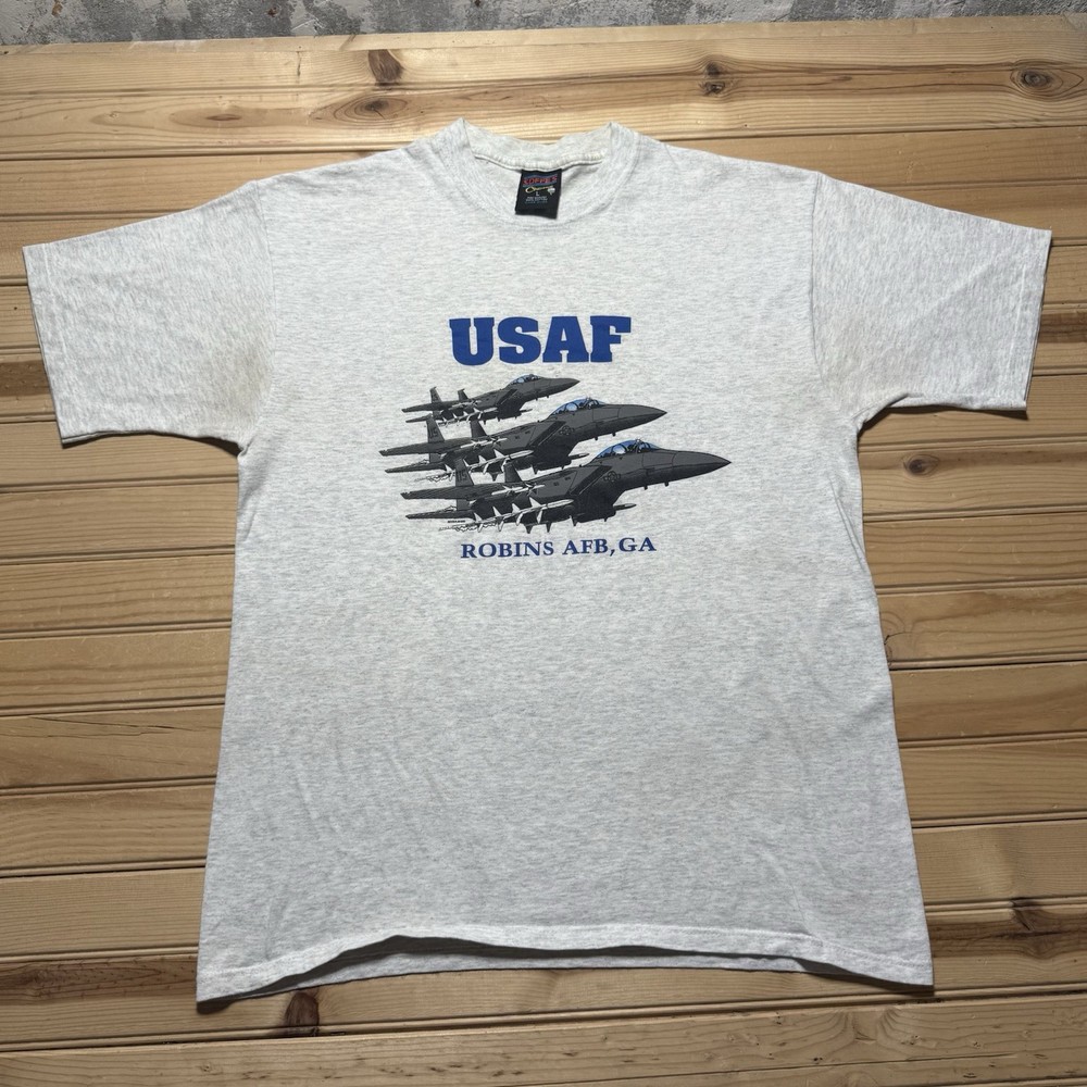 Vintage 90s USAF Air Force Robins Base Georgia F-15 Fighter Jets Shirt - Large