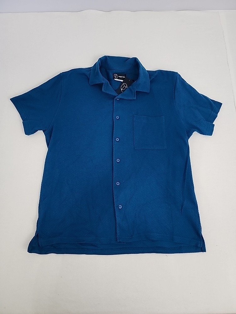 Original Use Mens Dark Teal Button Up Short Sleeve Shirt w/Pocket SIZE LARGE