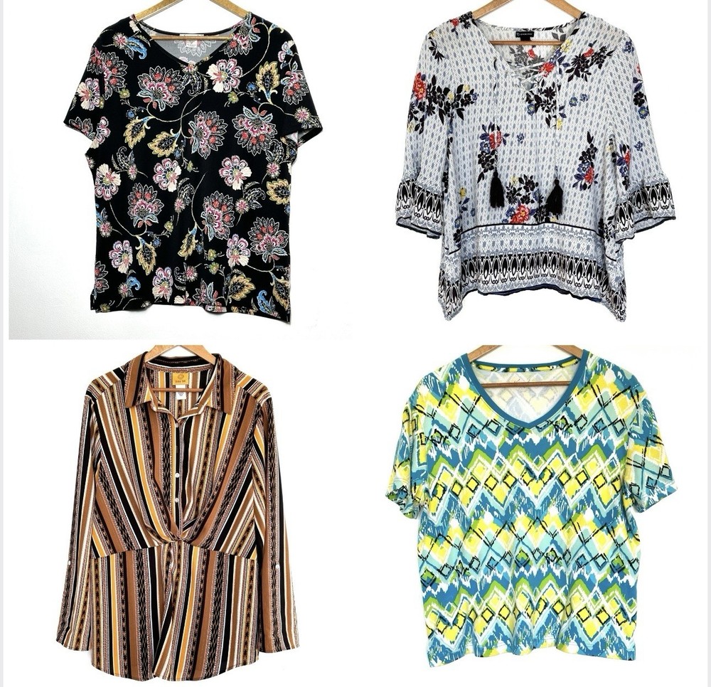 Lot Of 4 Shirts Women’s XL Mix Bundle Clothing Blouses Tops Boho