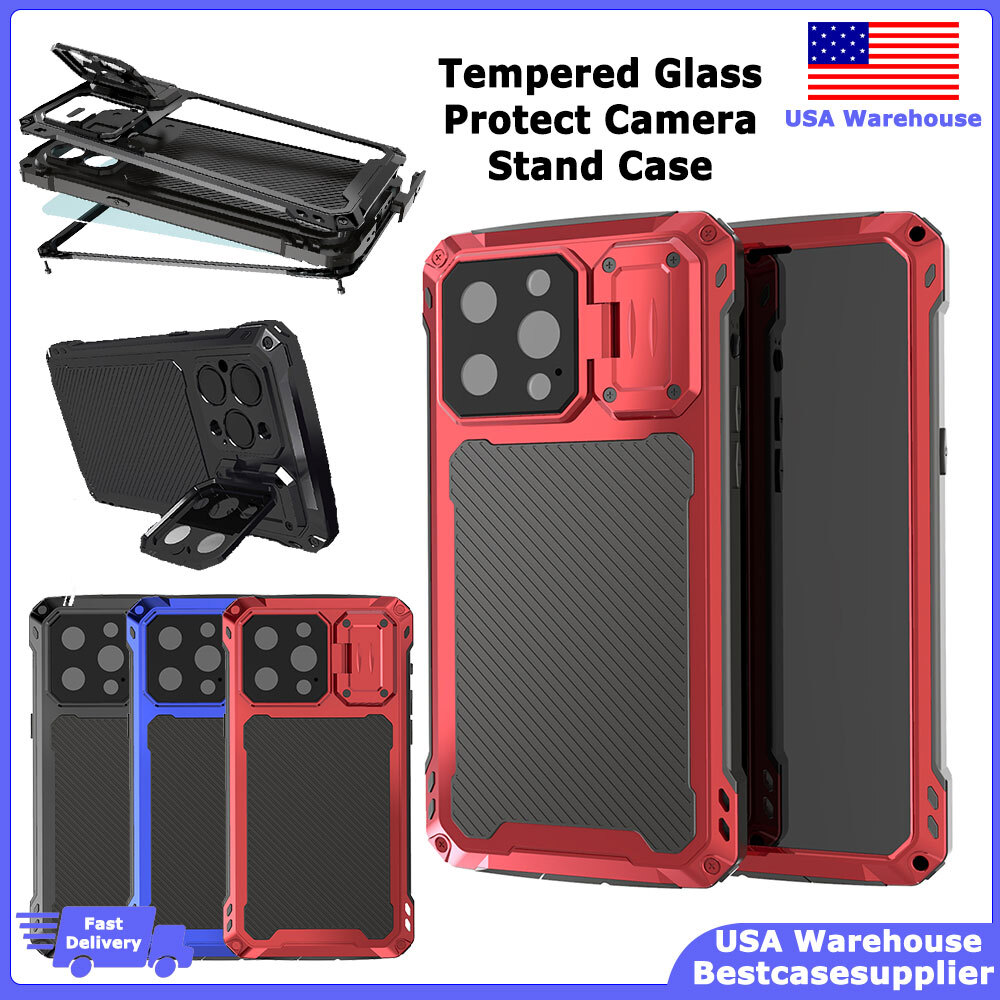 For iPhone 14 Pro Max 360 Cover Shockproof Heavy Duty Stand Case Tempered Glass