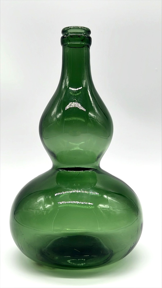 Vintage Green Art Glass Decanter Bottle Empoli Style Hand Blown Genie Vase 8.25”