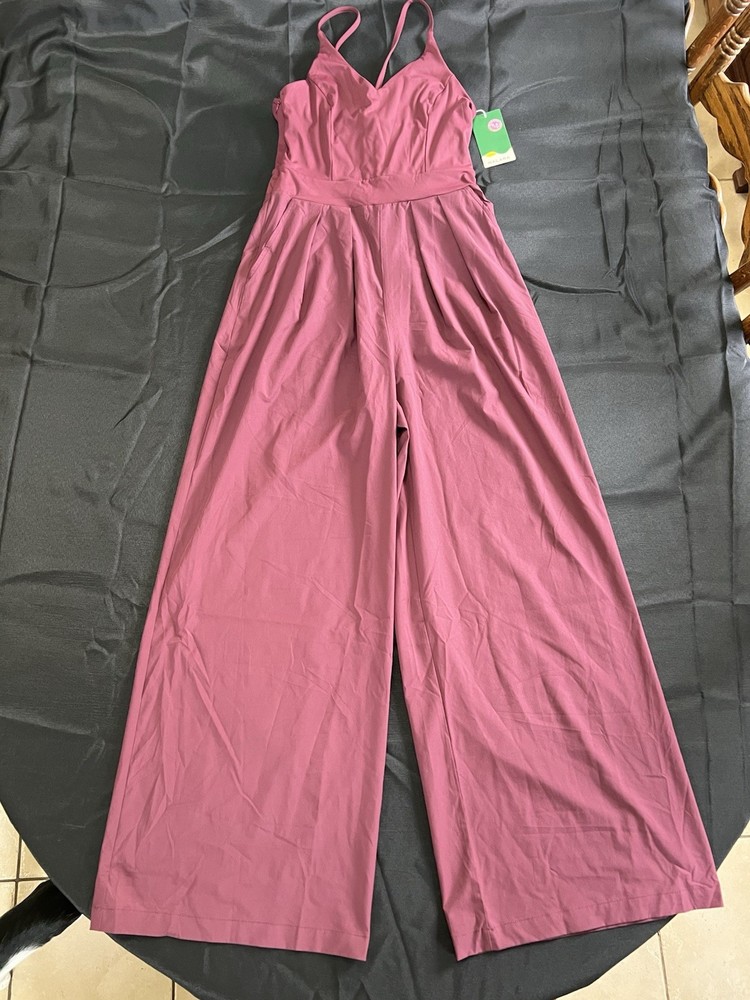 Halara Women's Breezeful Wide Leg Jumpsuit with Pockets - Quick Dry Burgundy Size S