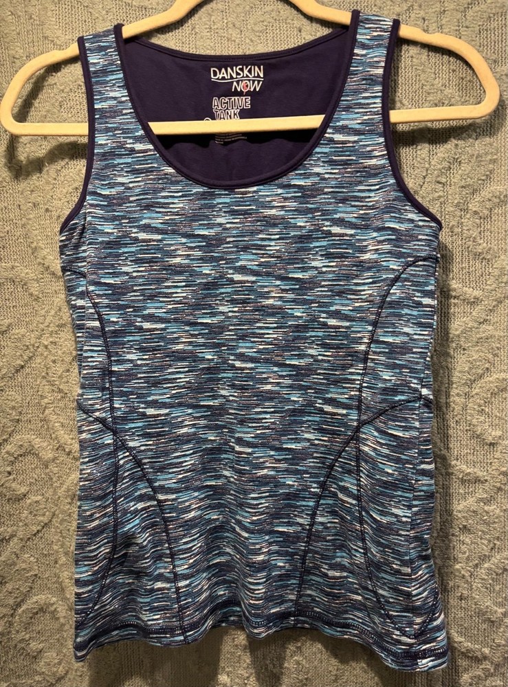Danskin Now Fitted Size M (8-10) Blue Racerback Tank Top Workout Everyday