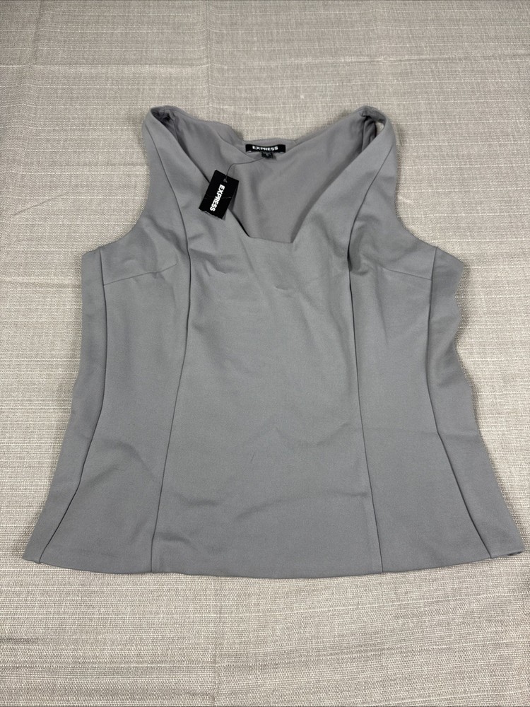 Express Women’s Gray Sleeveless Scoop Neck Blouse Size M  NWT