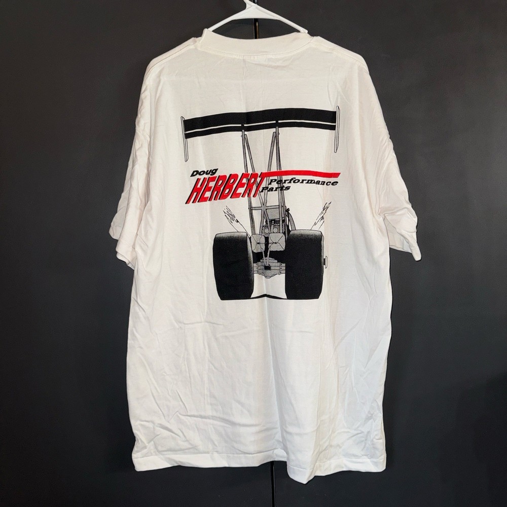 Vintage Doug Herbert T Shirt Mens Size 2XL White 90s Top Fuel Drag Racing New