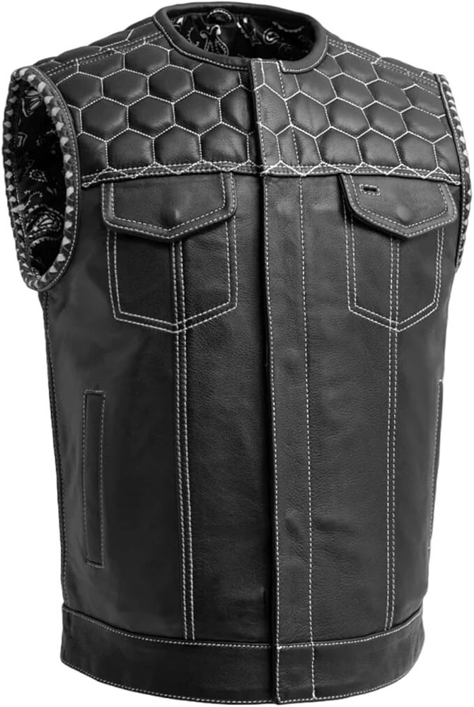 Men's Riding Biker Leather Vest - Classic Rider Hunt Club Hornet Motorcycle Vest