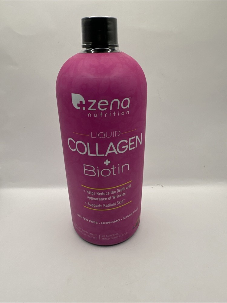 Zena Nutrition Liquid Collagen  + Biotin 30 oz Mixed Berry Exp 02/26