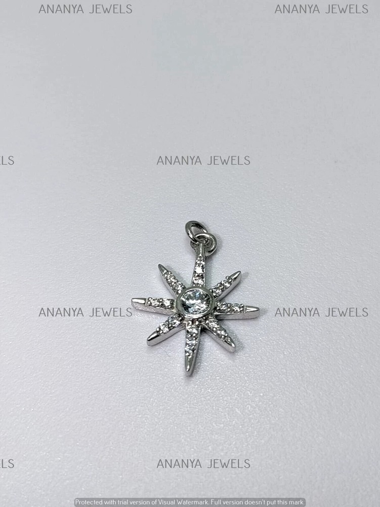 Real 925 Sterling Silver 0.75 CT Round Cut Moissanite Sun Charm Pendant Necklace