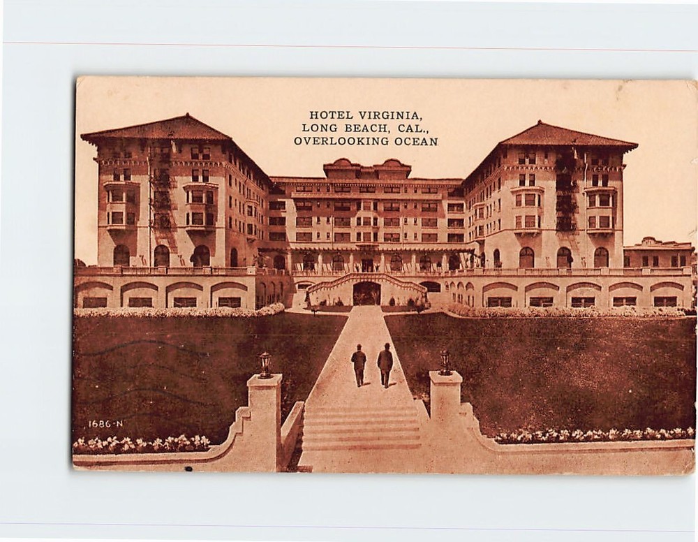 Postcard Hotel Virginia Overlooking Ocean  Long Beach California