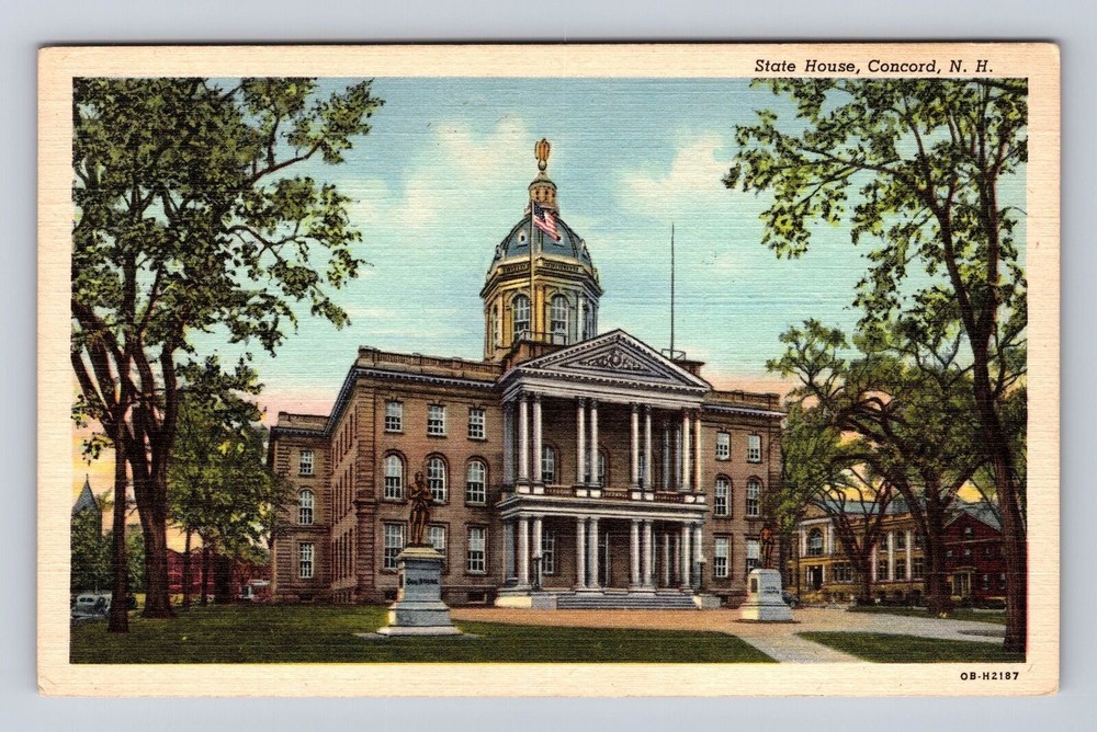 Concord NH- New Hampshire, State House, Antique, Vintage Souvenir Postcard