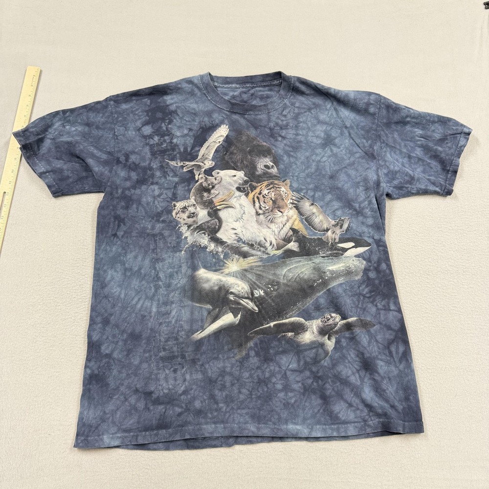 The mountain Shirt Mens Large Blue Tie Dye Animal Ocean Jungle Nature Graphic