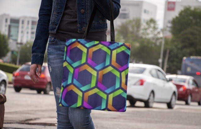 Stylish Abstract Print Canvas Tote Bag for Women-image