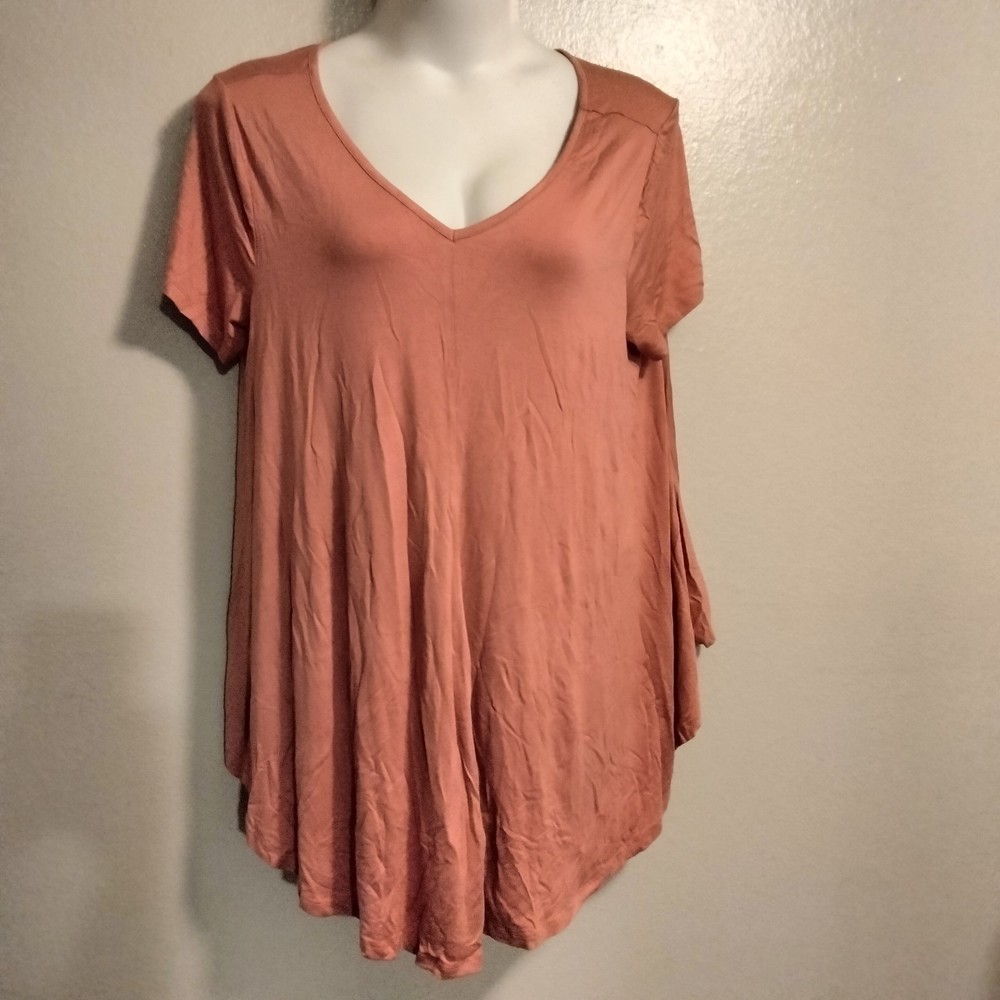 Roamans Blush Pink Flowy V-Neck Top Size 22 Plus Size