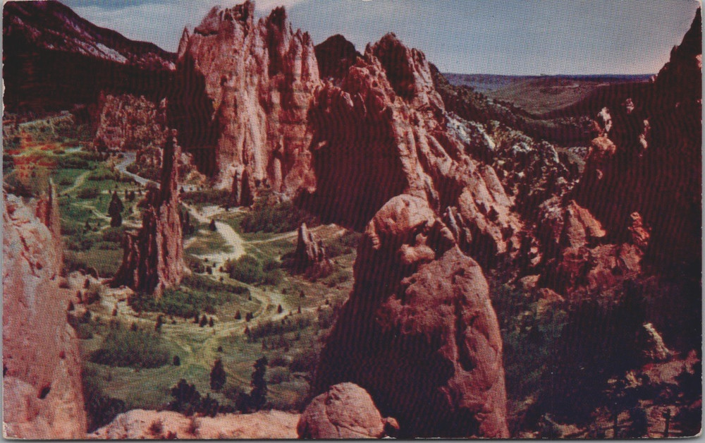 Aerial View Garden Of The Gods Colorado  Postcard  c1948