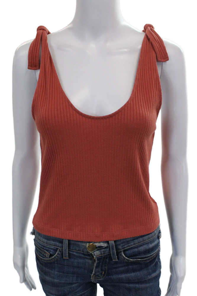 Intermix Women Basic Sleeveless Scoop Neck Tank Orange Polyester Size SFree Shipping in US $100+ Orders | $6.95 Orders Below