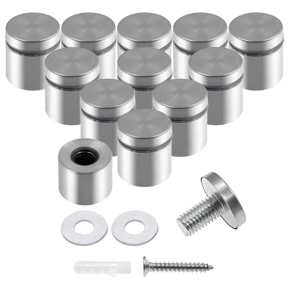 12 Pcs 1 Inch Silver Stainless Steel Standoff Screws for Wall Sign Mounting