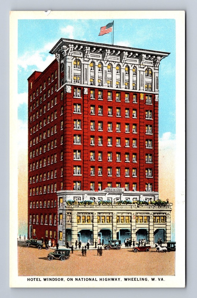 Wheeling WV-West Virginia Hotel Windsor On National Highway Vintage Postcard