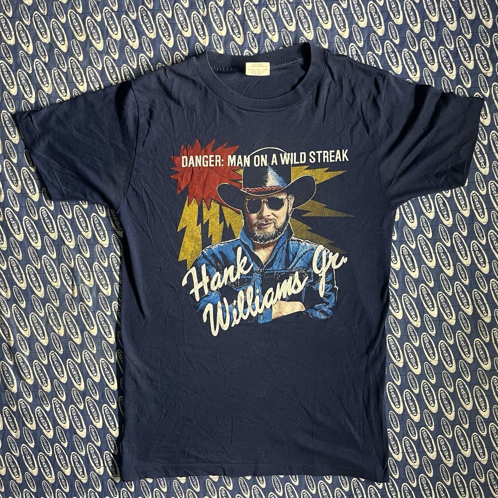 Vintage Rare 1988 Hank Williams Jr Wild Streak Tour Shirt Large Mens Blue USA