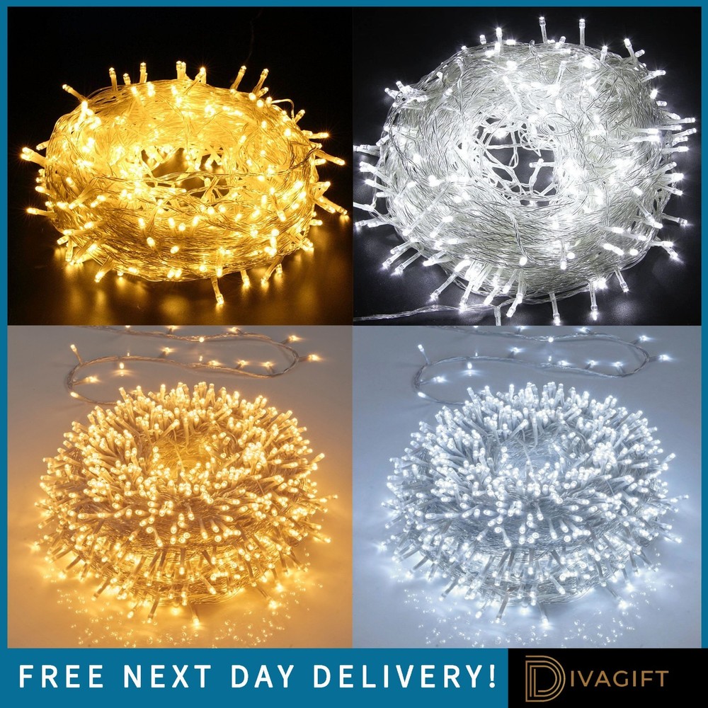 100-500 LED STRING FAIRY LIGHTS MAINS PLUG IN INDOOR OUTDOOR CHRISTMAS TREE NEW