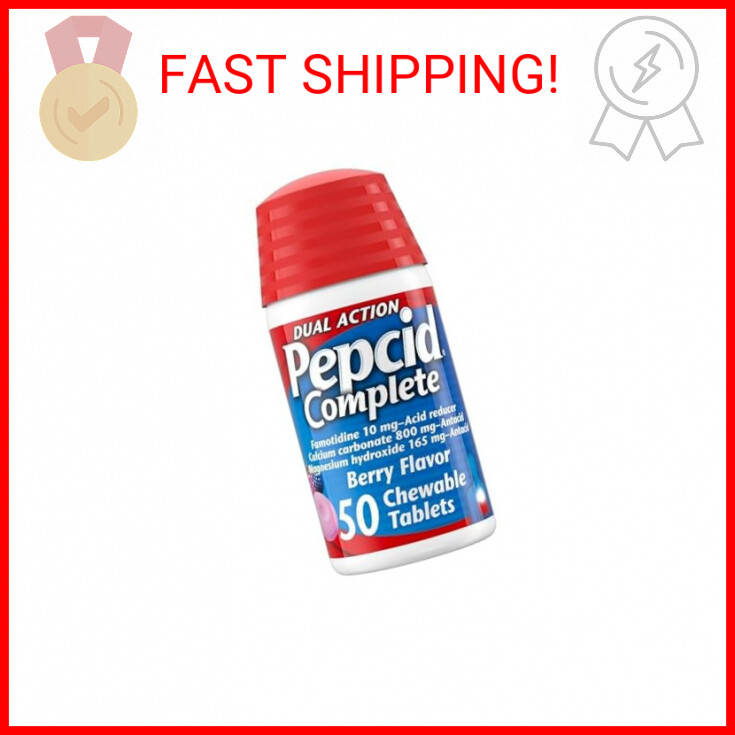 Pepcid Complete Acid Reducer + Antacid Chewable Tablets, Heartburn Relief, Berry-image
