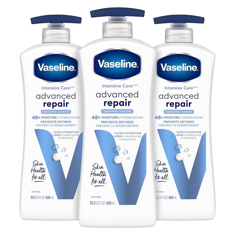 Vaseline Advanced Repair Unscented Moisturizing Lotion 20.3oz 3-Pack