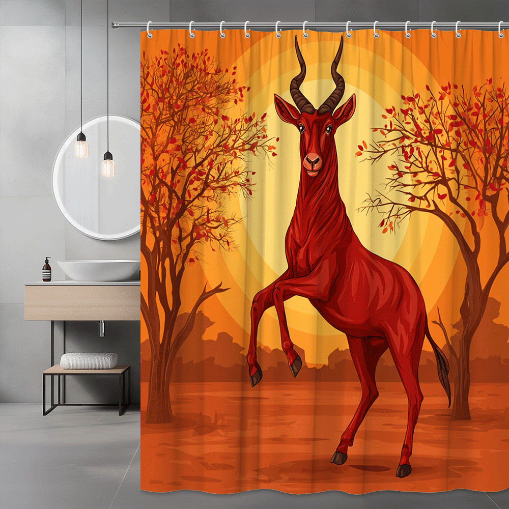 Red Antelope Shower Curtain Sunset Safari Animal Print