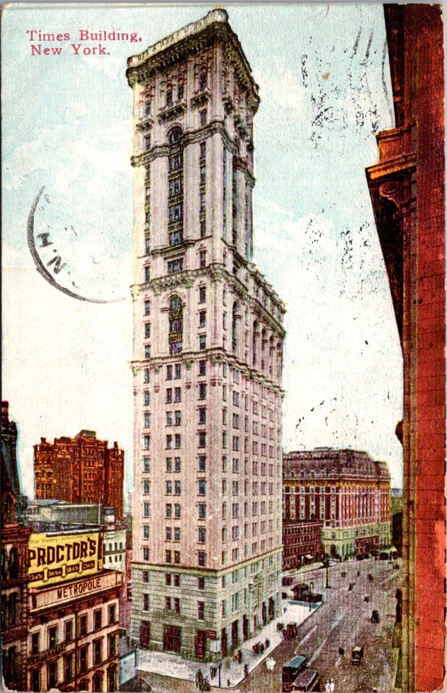 New York City NY, Times Building Broadway Street Scene Vintage Postcard 1912