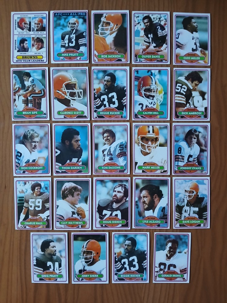1980 Topps CLEVELAND BROWNS Cards - Lot of 24 - COMPLETE TEAM NO DUPES  - EX