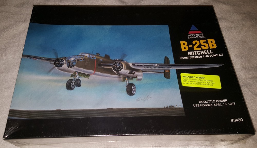 Accurate Miniatures 1/48 B-25B Mitchell Plastic Model Kit 3430 NISB 2003-image