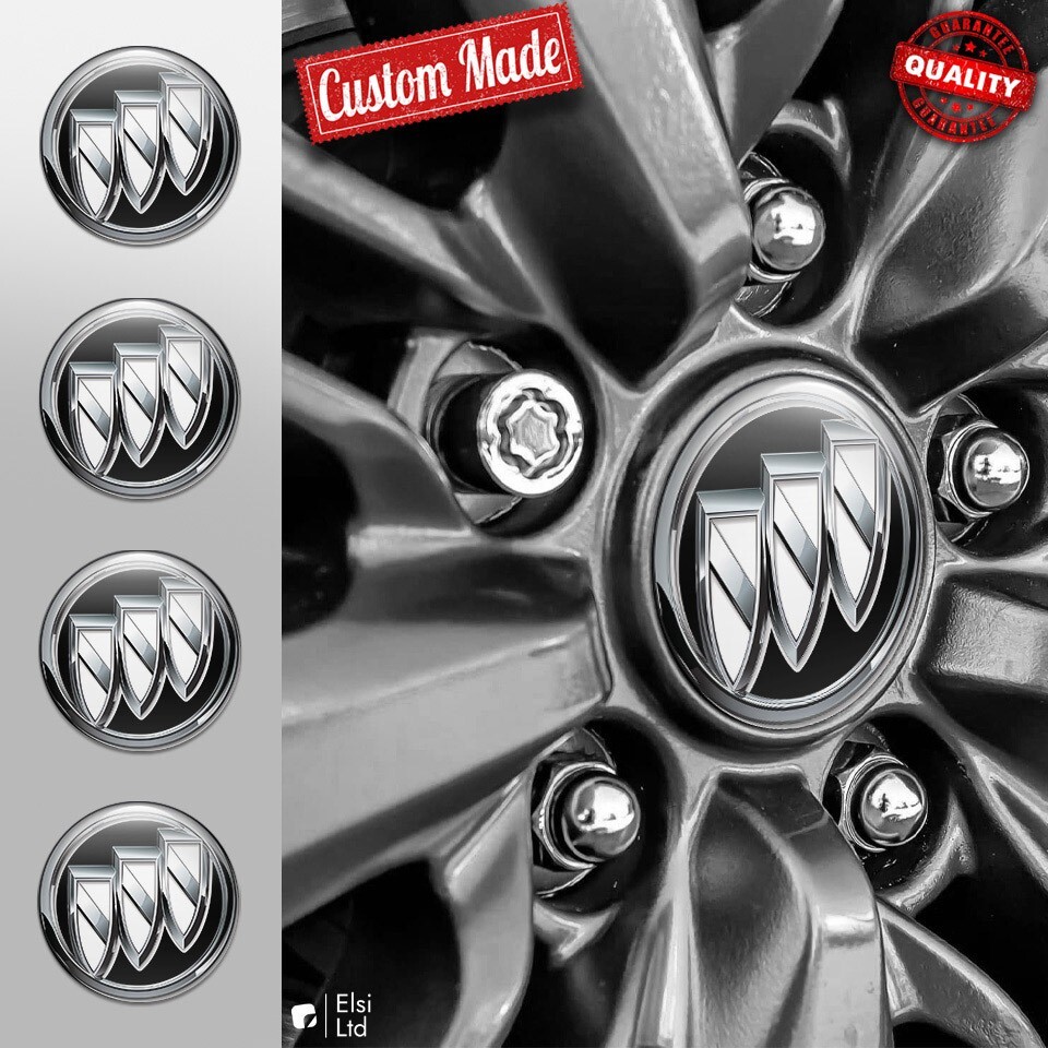 Buick Decals | 4pcs Set Wheel Cap Stickers | Custom Made Rim Emblems