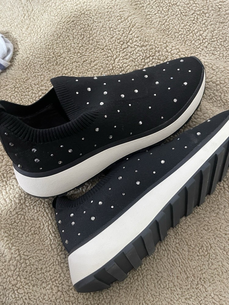 Black slip on shoes with bling bling size 11