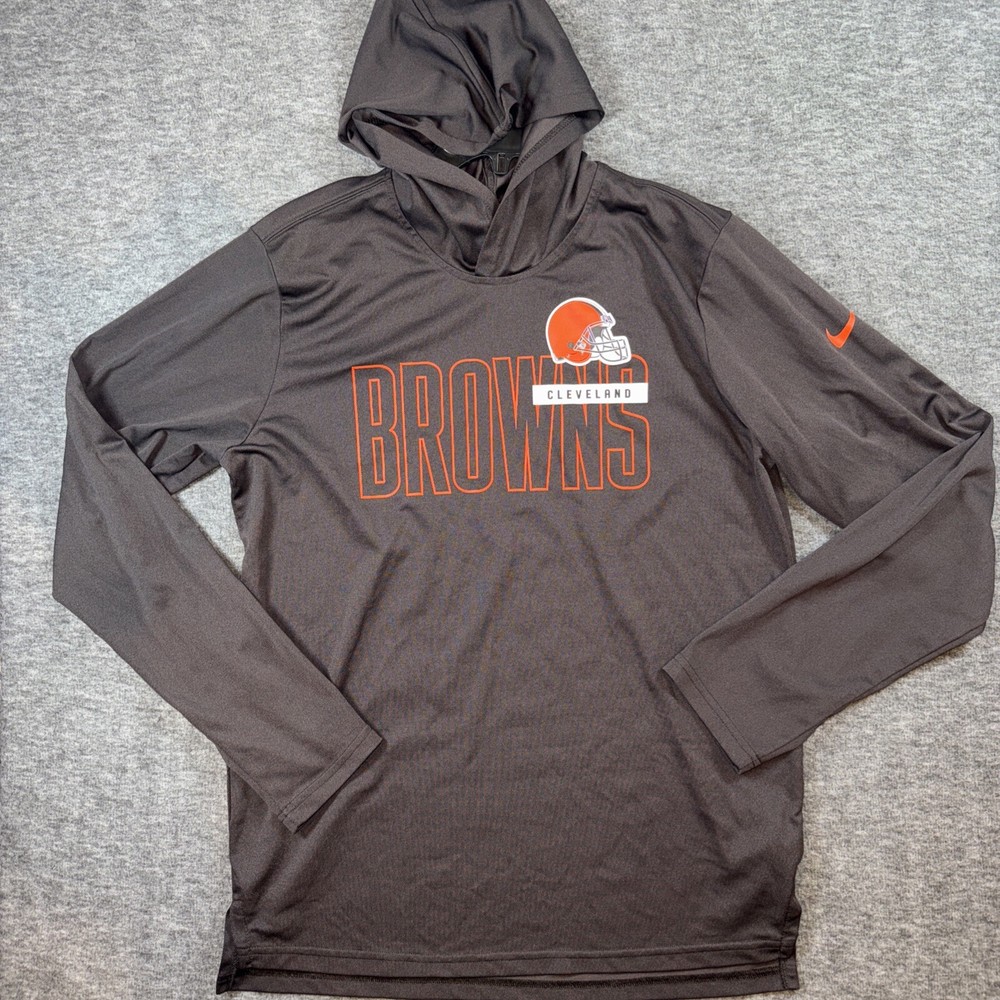 Cleveland Browns Shirt Mens Nike Hoodie Performance Dri-Fit Lightweight Sz M