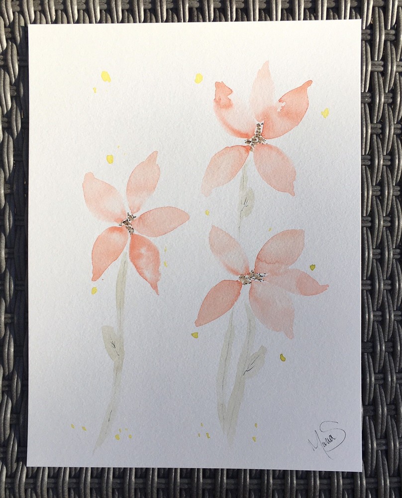 Maria Scalf Flower Floral Nature ORIGINAL PAINTING Watercolor 9x12 Expressionism