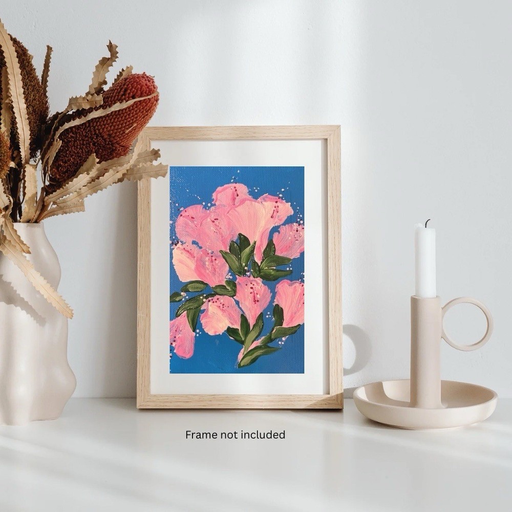 Pink Flowers Floral Abstract Acrylic 5x7” Canvas Panel VLP Original