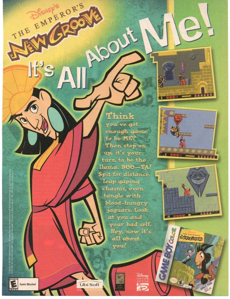 2000 Disney Emperor’s New Groove GBC Video Game Promo Print Ad Art