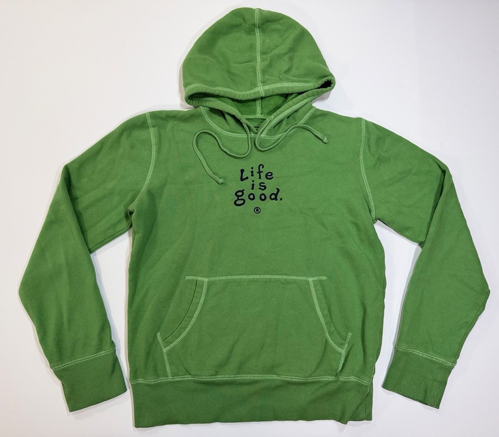 Life Is Good Semi Fitted Hoodie Women’s Size Small Green Embroidered Pullover
