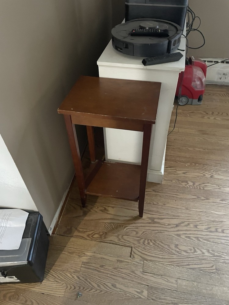 Brown Wooden Rectangular End Table with Shelf for Living Room