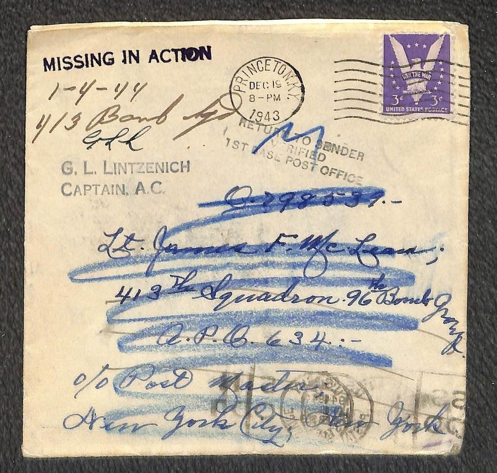 Usa 905 Stamp Wx112 Christmas Seal Return To Sender Ww2 Military Mia Cover 1943