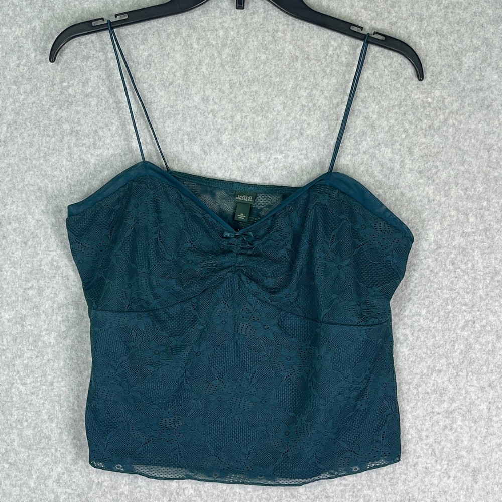 Wild Fable Cami Tank Top Women's XL Lace Teal Green Sheer Lined Spaghetti Strap