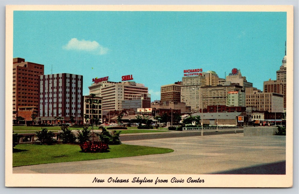New Orleans Louisiana~Skyline @ Civic Center Richard's Center~Vintage Postcard