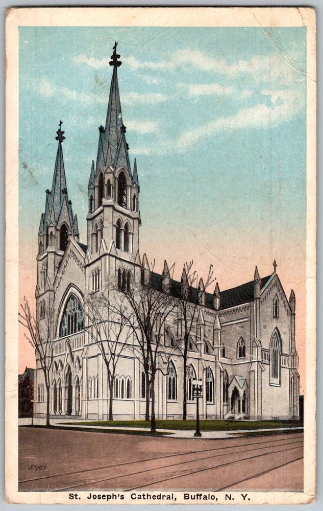 Antique Postcard St Joseph's Cathedral Buffalo, NY 1910s