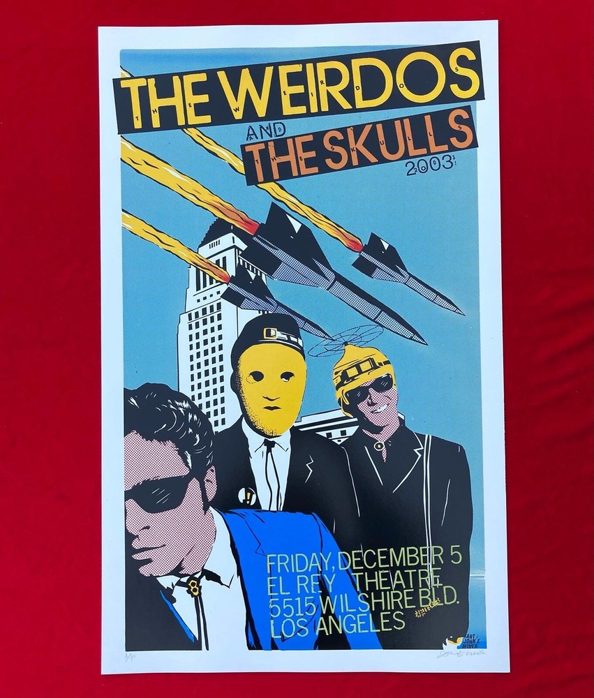The Weirdos The Skulls Concert Poster Screen Printed Punk Flyer Limited Edition