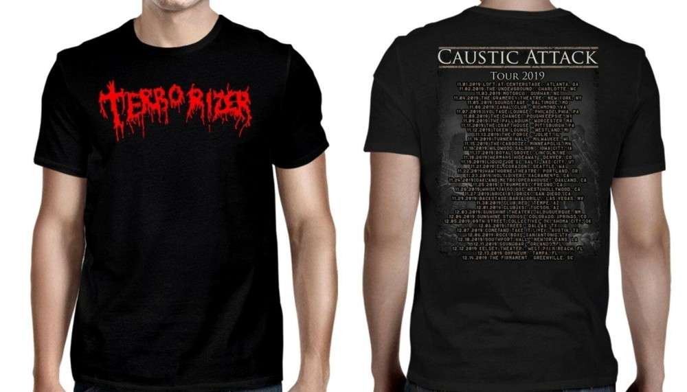 TERRORIZER cd cvr RED LOGO - CAUSTIC ATTACK Official SHIRT MED New