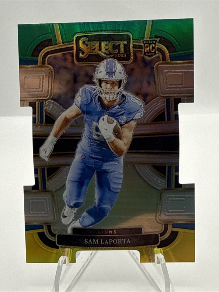 2023 Panini Select - Concourse Sam LaPorta #35 Green & Yellow Prizm Die-Cut (RC)